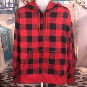 NWT Red & Black Buffalo Plaid Zip Hoodie